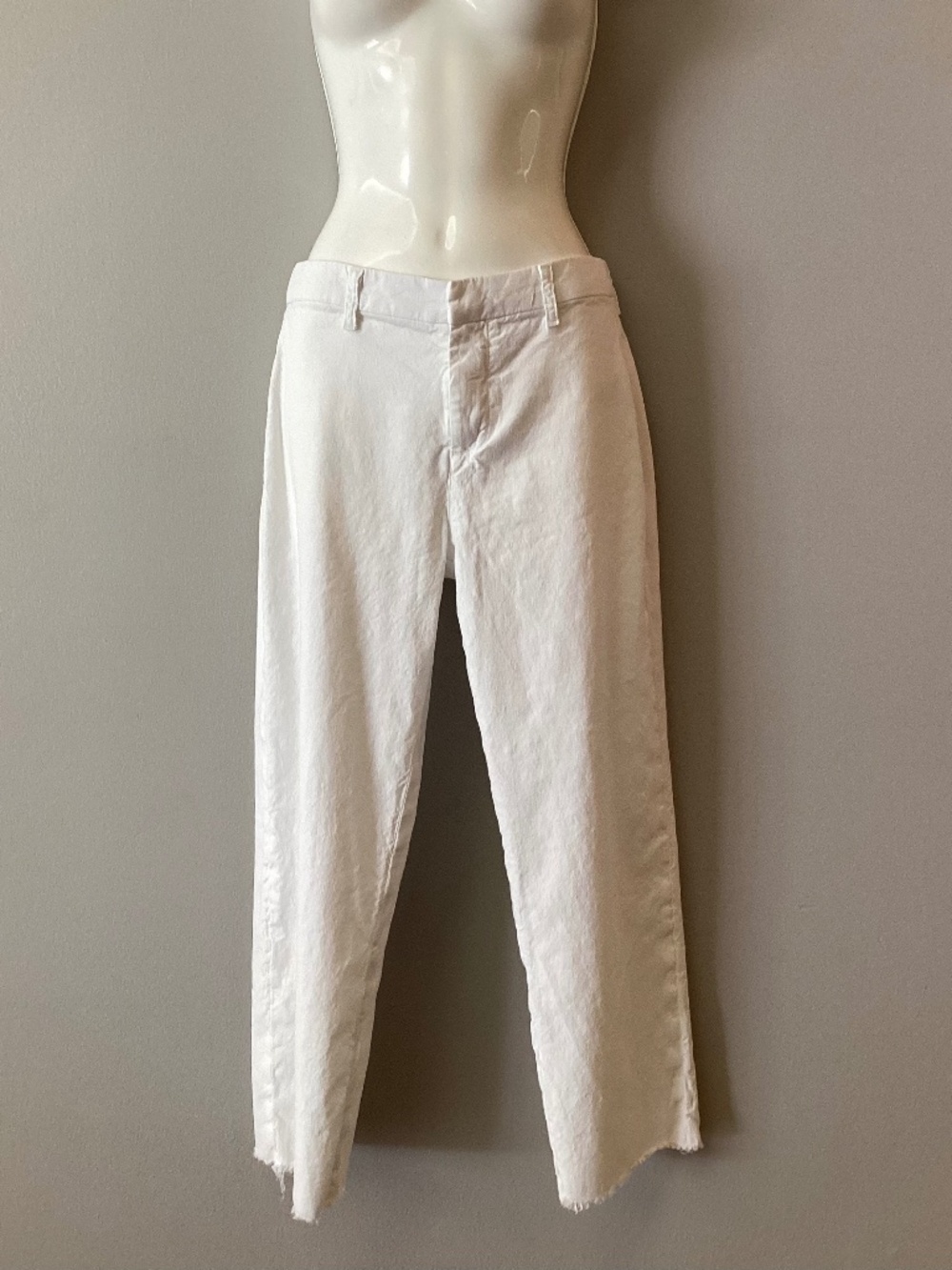Frank & Eileen white crop linen raw hem Kinsale pants size 4